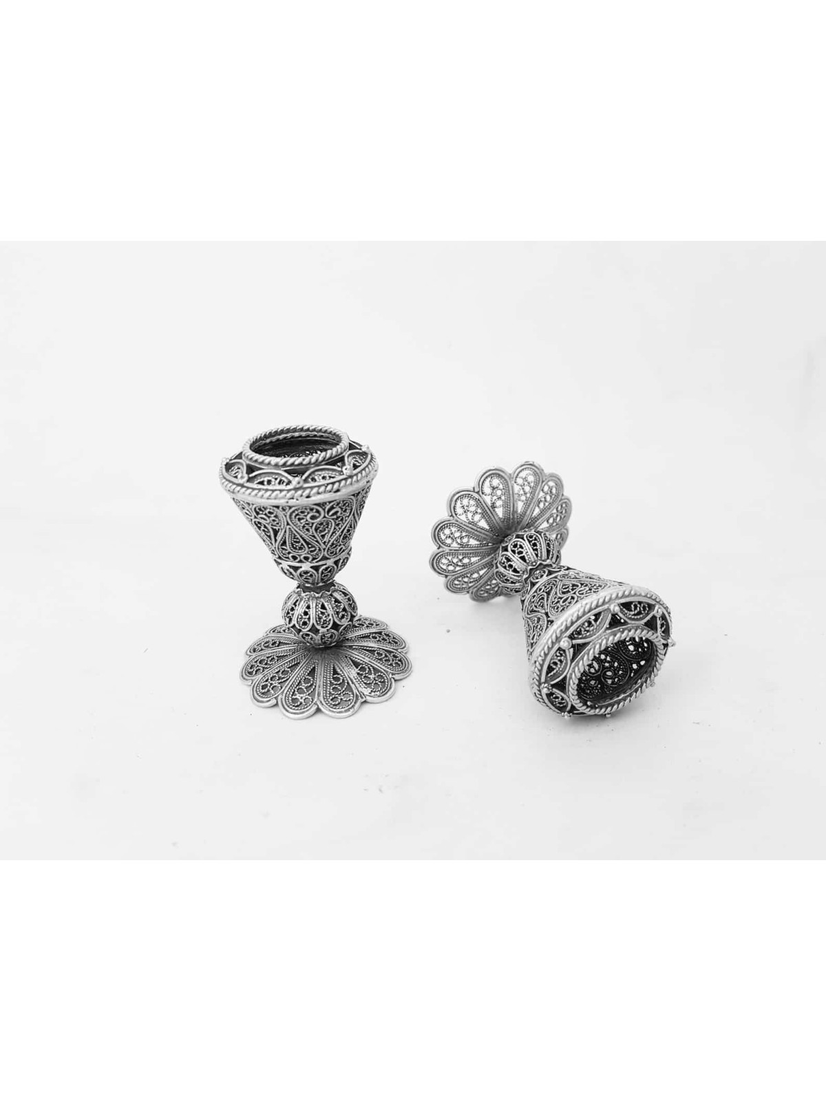 פמוטי כסף פיליגרן זעירים - בת מצווה גי , כסף סטרלינג ג
